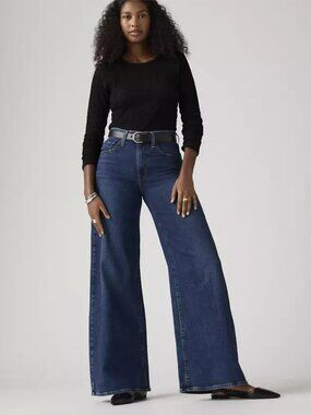 Levi's 728 High Rise Wide Leg Jeans 32x32 Woodstock Dark Wash NWT